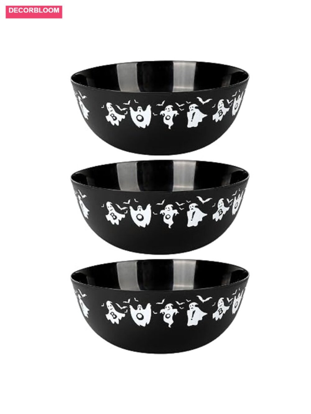 3 Piece Halloween Plastic Candy Bowl Set Cat Shaped Reusable Trick Treat Party